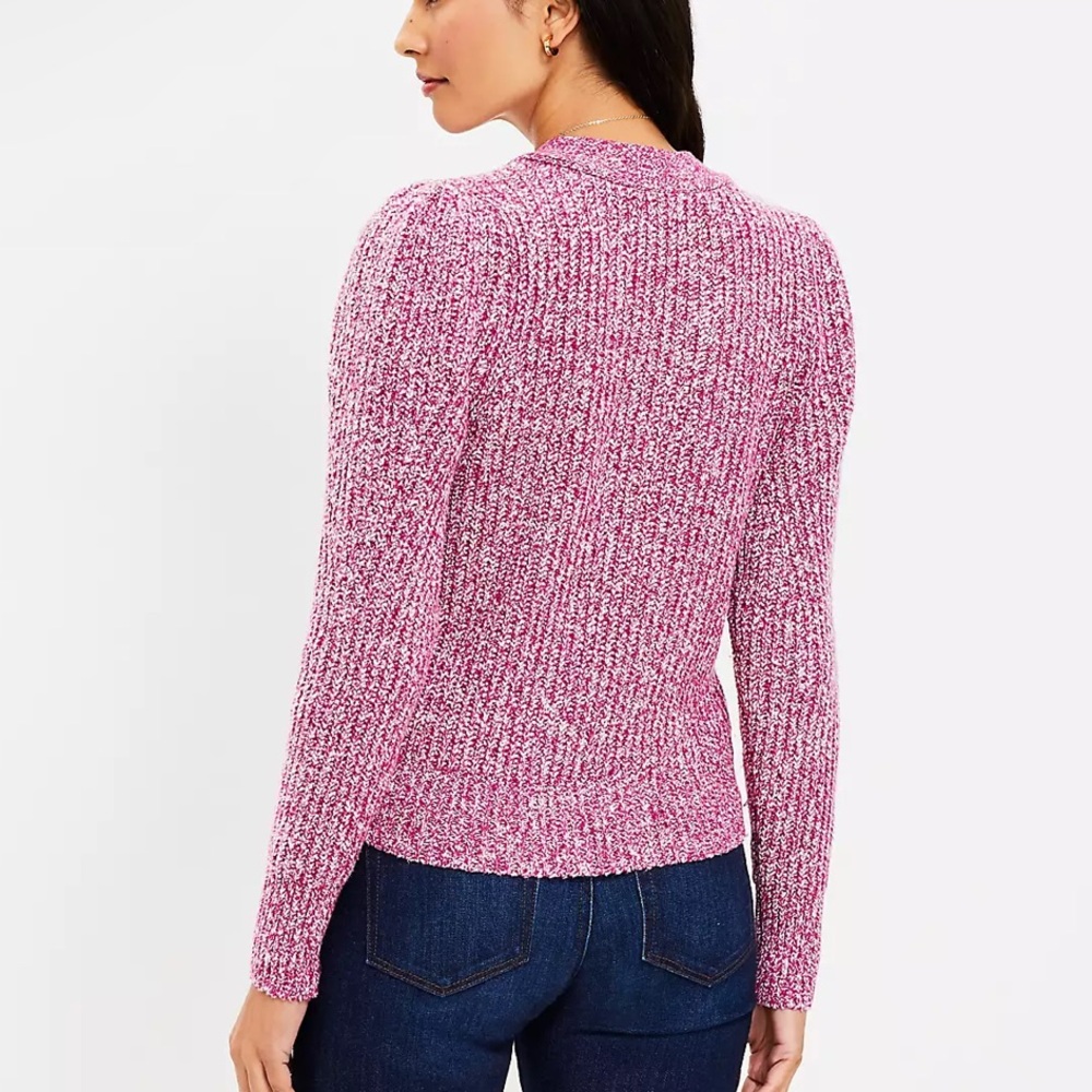 LOFT Marled Ribbed V-Neck Sweater - Picture 3 of 9